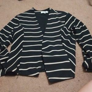 black and cream blazer